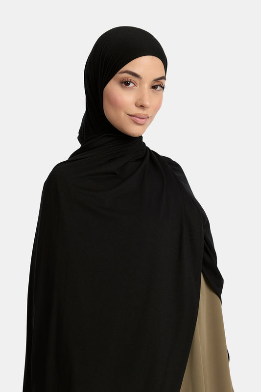 Bambus-Jersey-Schal Schwarz