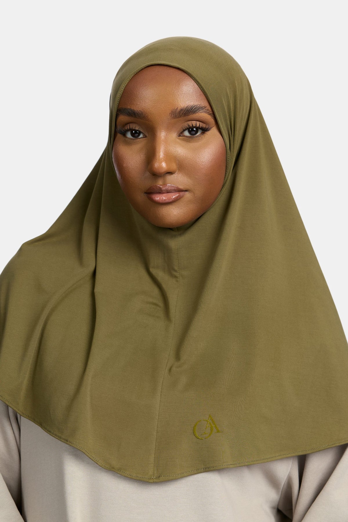 Breathable jersey hijab olive