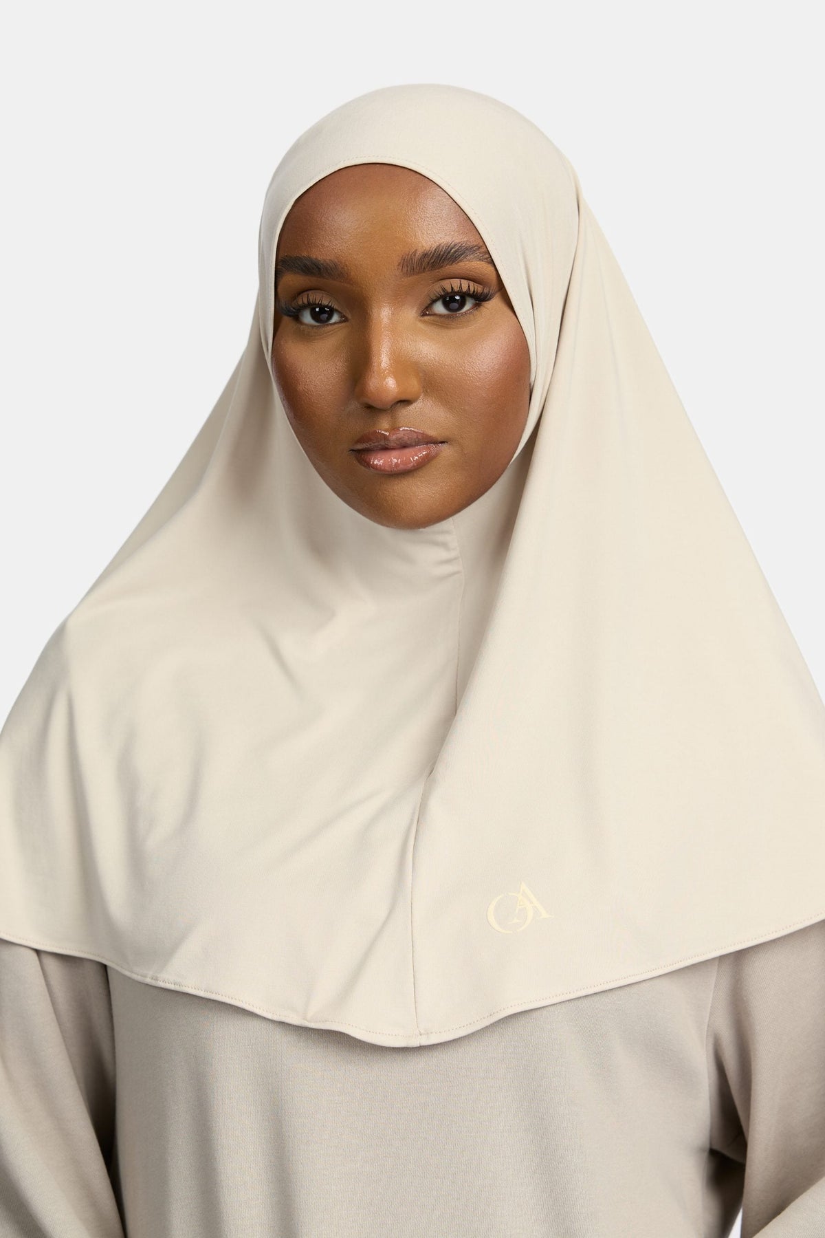 Breathable jersey hijab Dark Cream