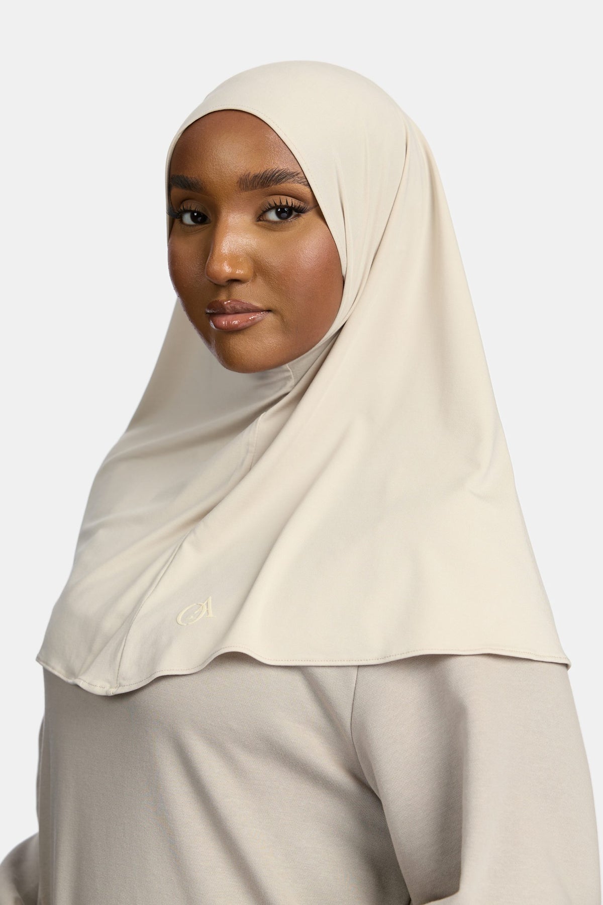 Breathable jersey hijab Dark Cream