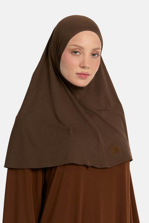 Hijab en jersey respirant Brun foncé