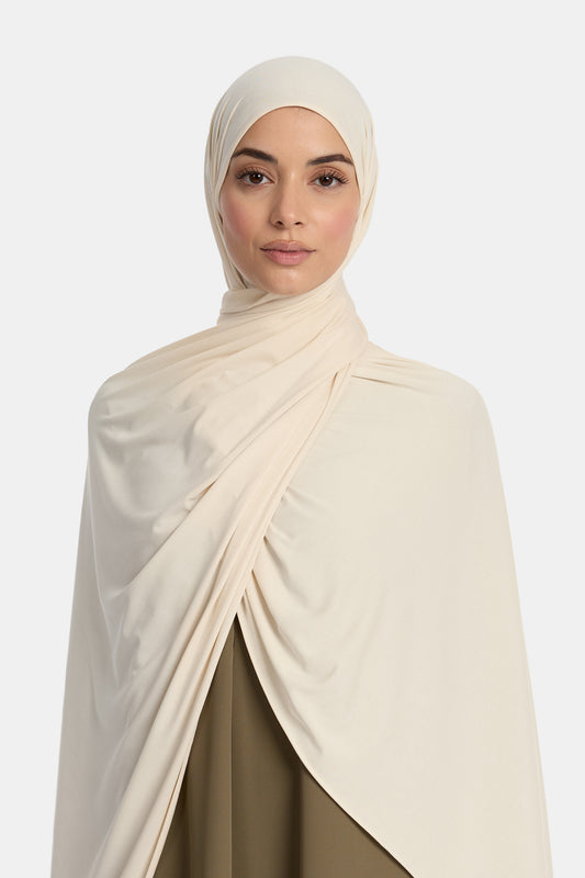 Atmungsaktiver Jersey-Schal Dunkelcreme