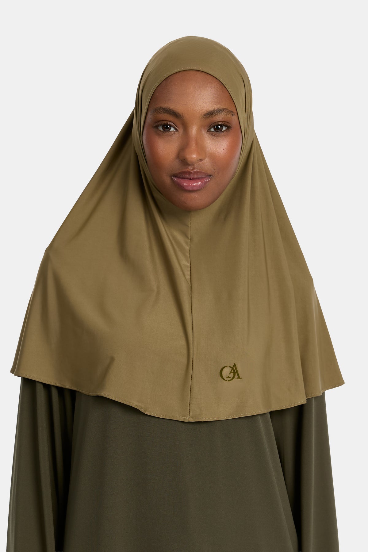 Hijab en jersey fluide Kaki chaud