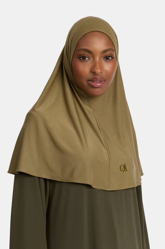 Hijab en jersey fluide Kaki chaud