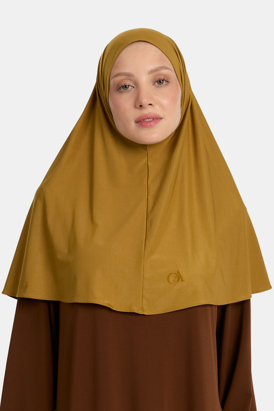 Hijab en jersey fluide couleur miel moutarde