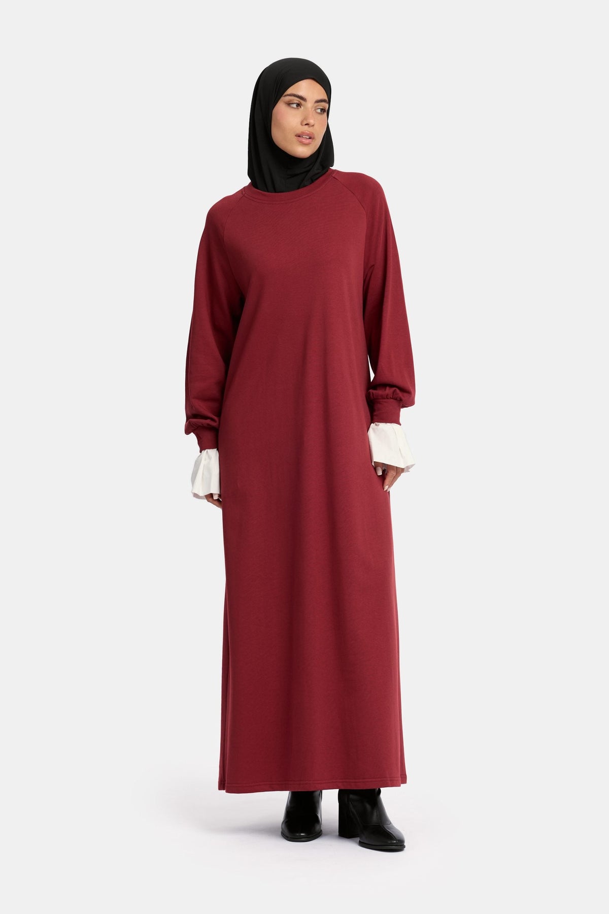 Sweater blouse abaya Burgundy