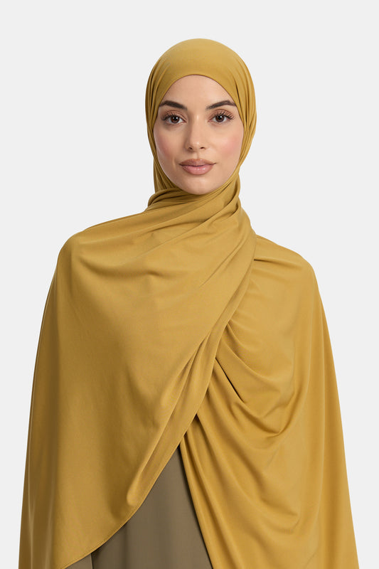 Écharpe en jersey premium moutarde miel