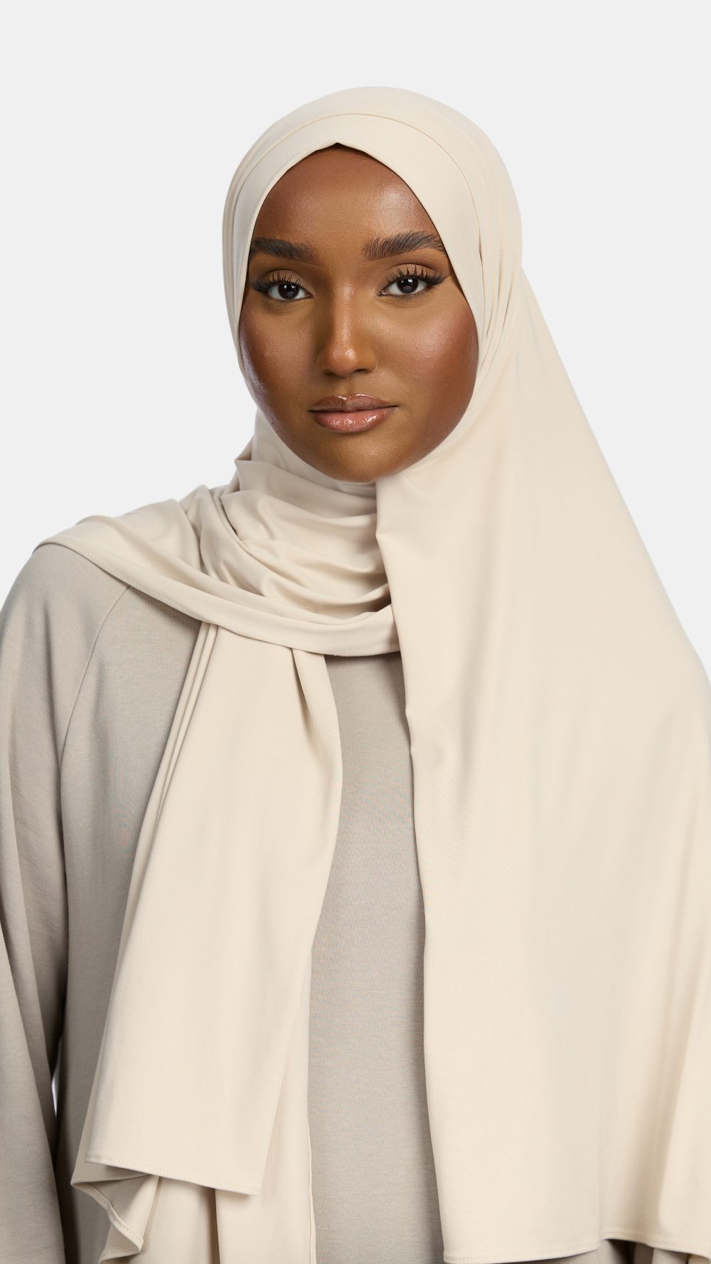 Breathable jersey scarf White Beige