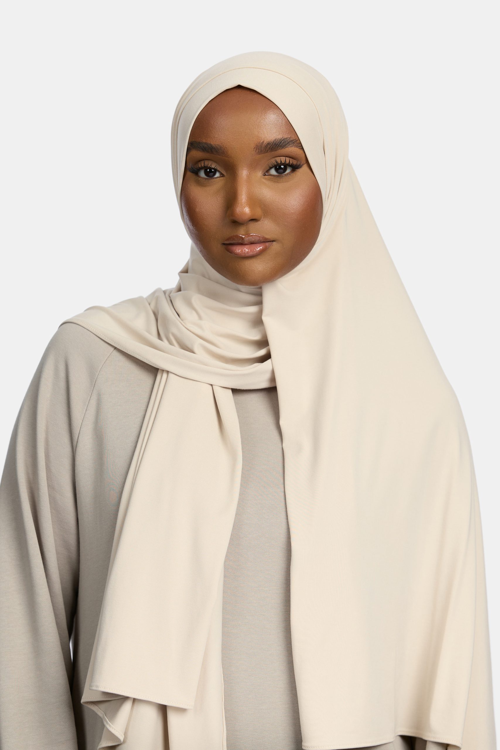 Breathable jersey scarf White Beige