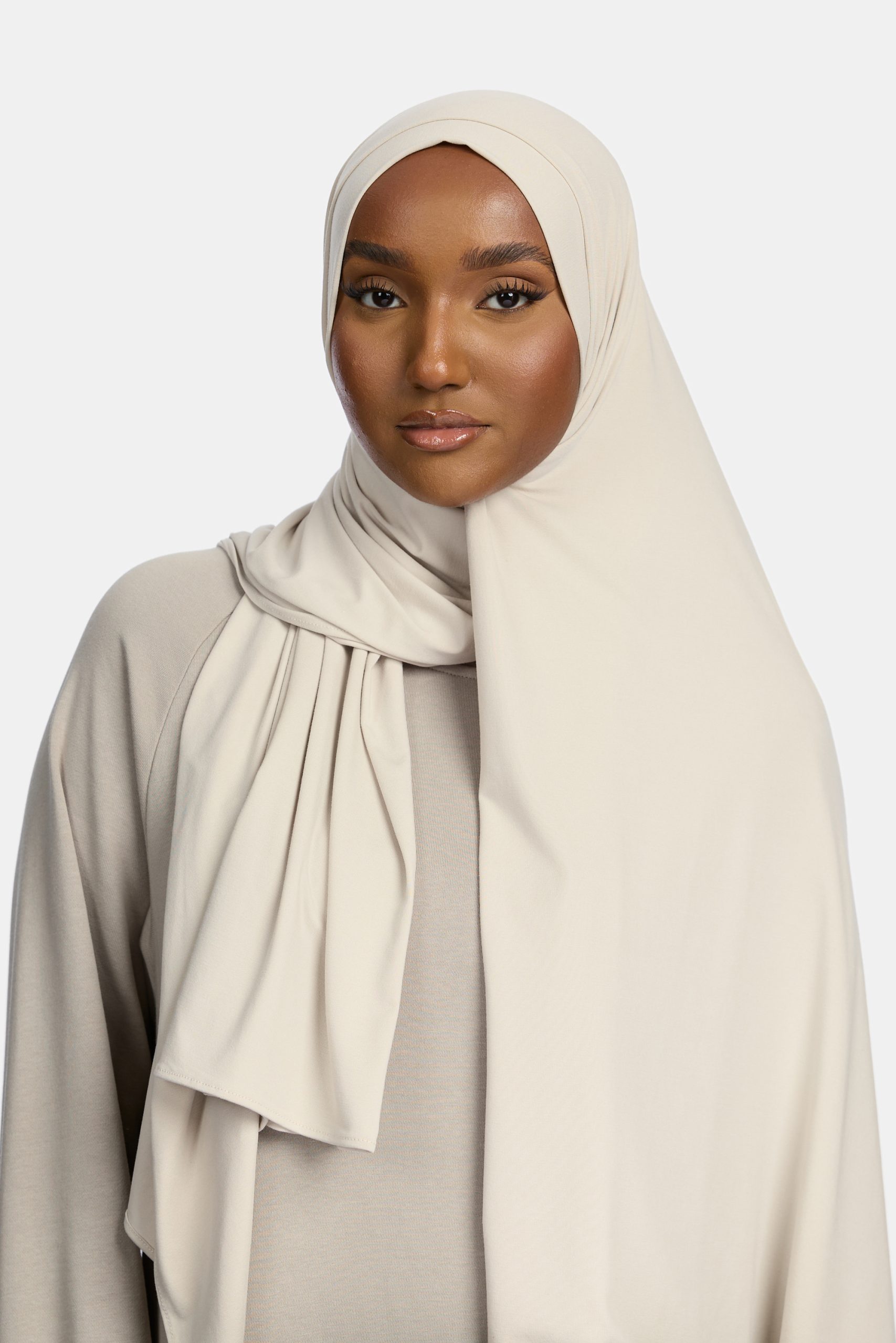 Breathable jersey scarf White Cream