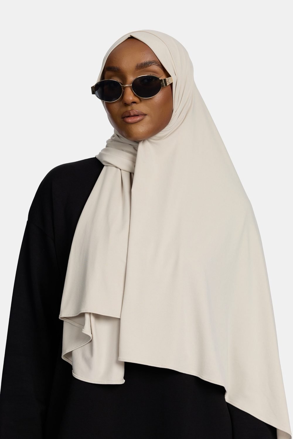 Breathable jersey scarf White Cream