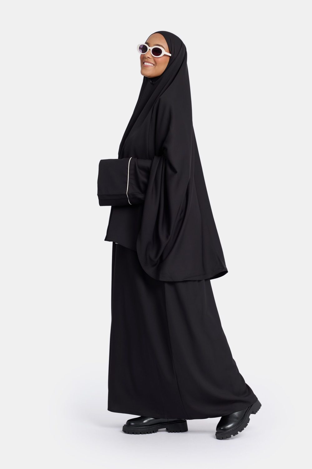 Heup khimar black (Farasha stripe Éclat)