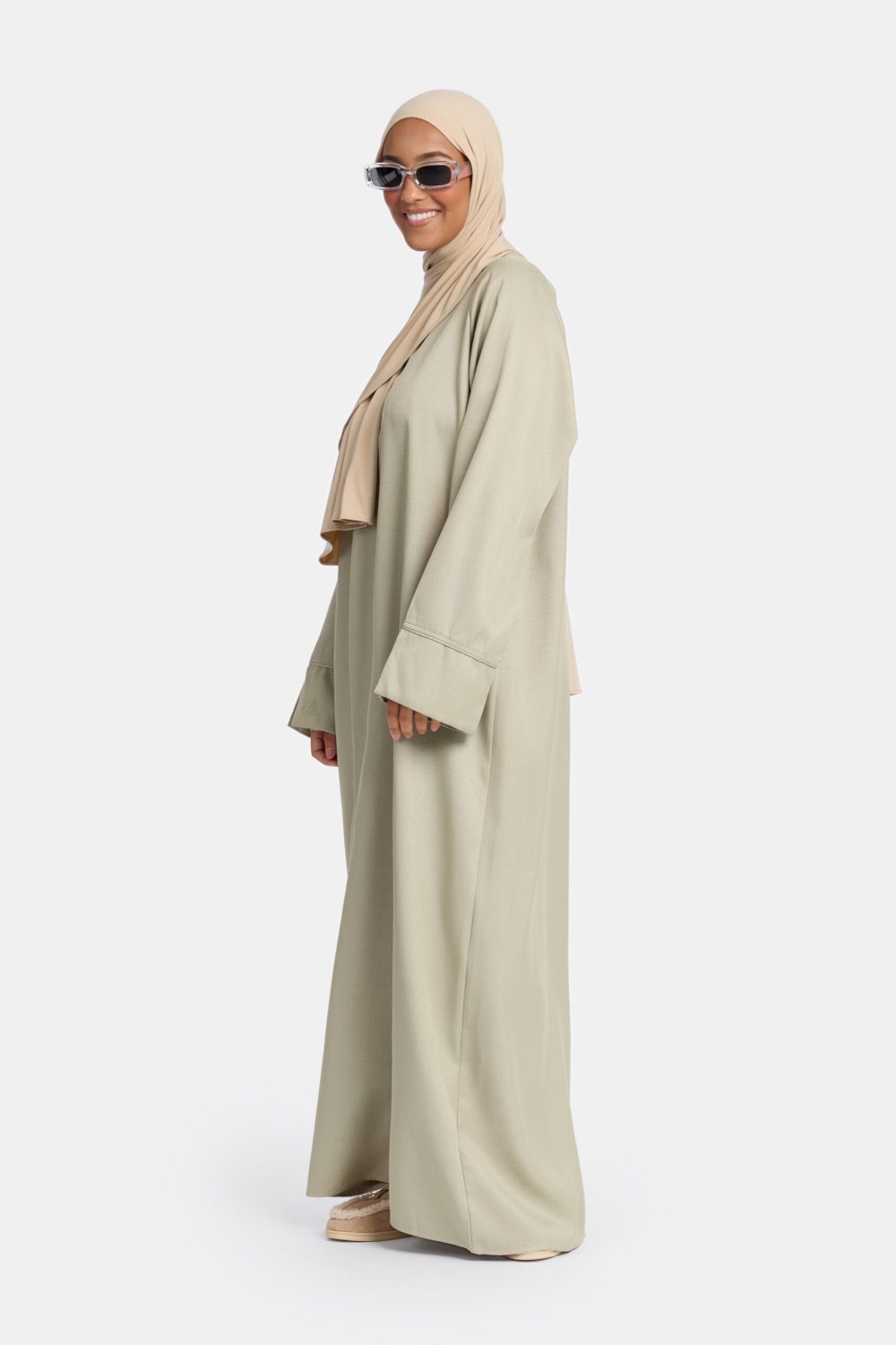Tweed abaya soft Green - Afbeelding 3