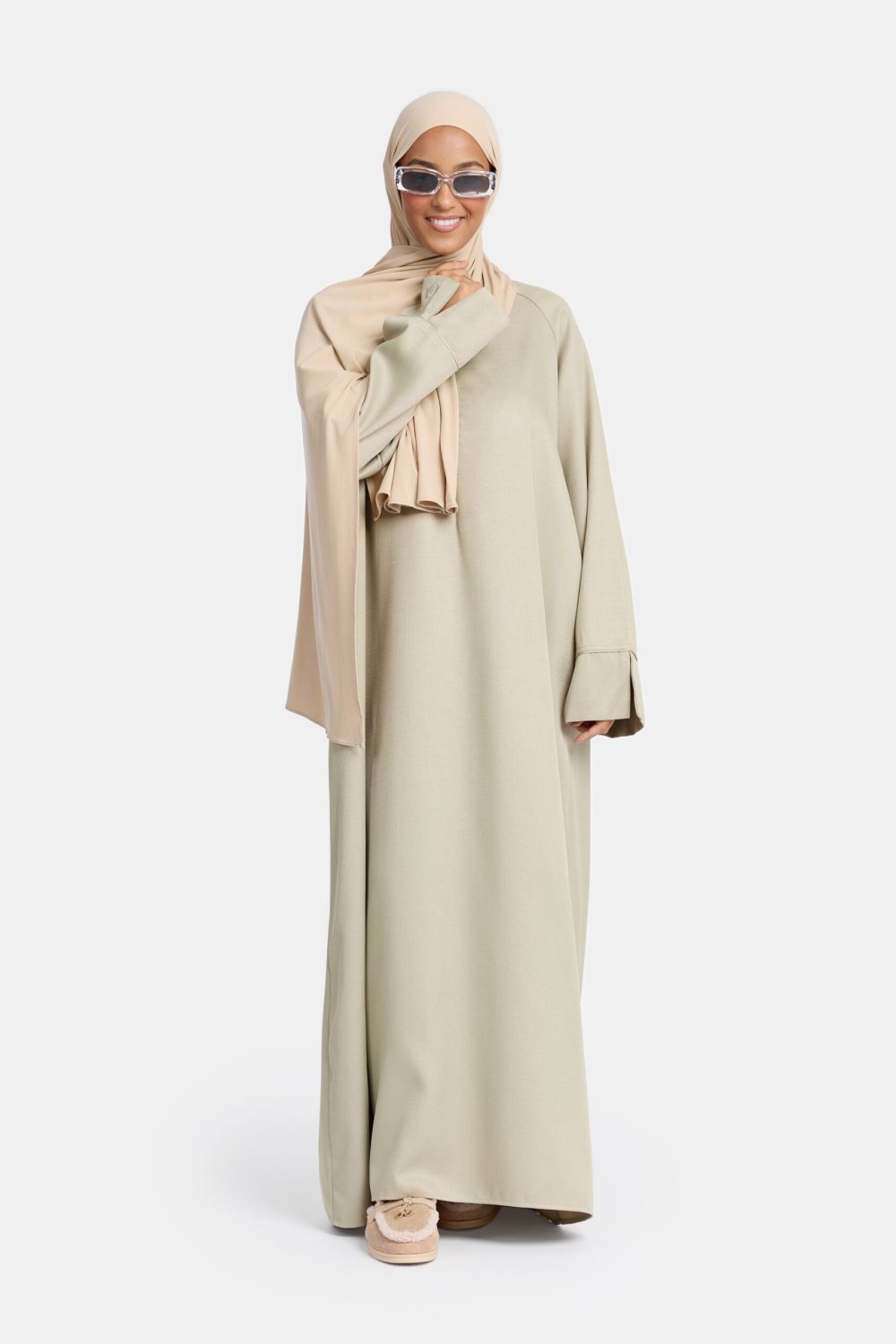 Tweed abaya soft Green - Afbeelding 2