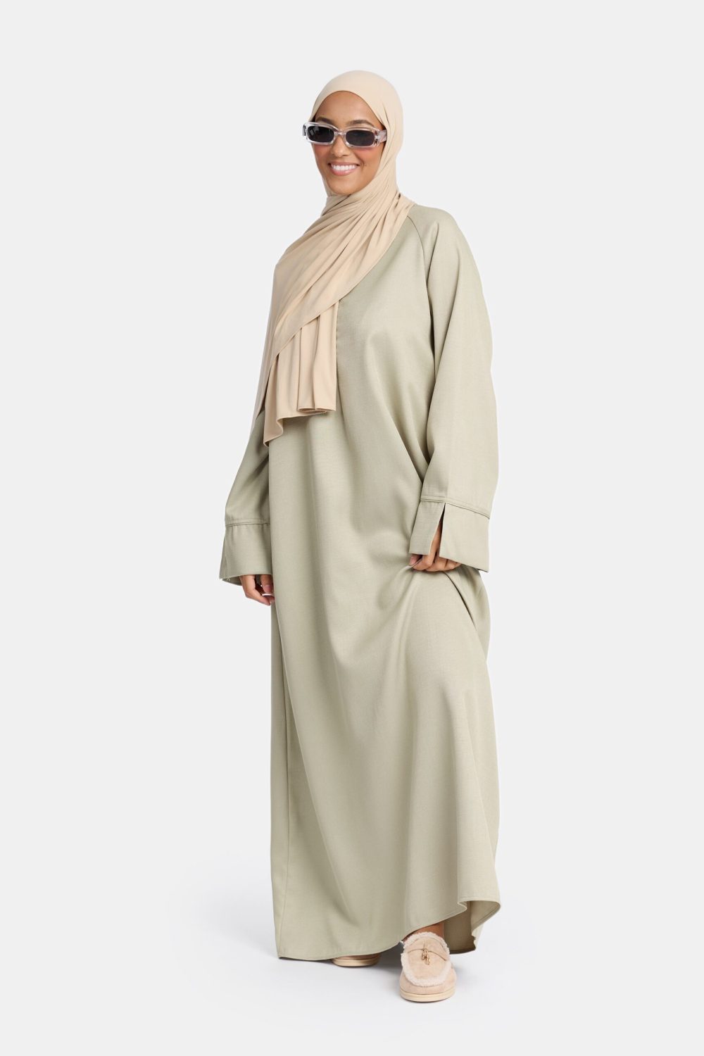 Tweed abaya soft Green