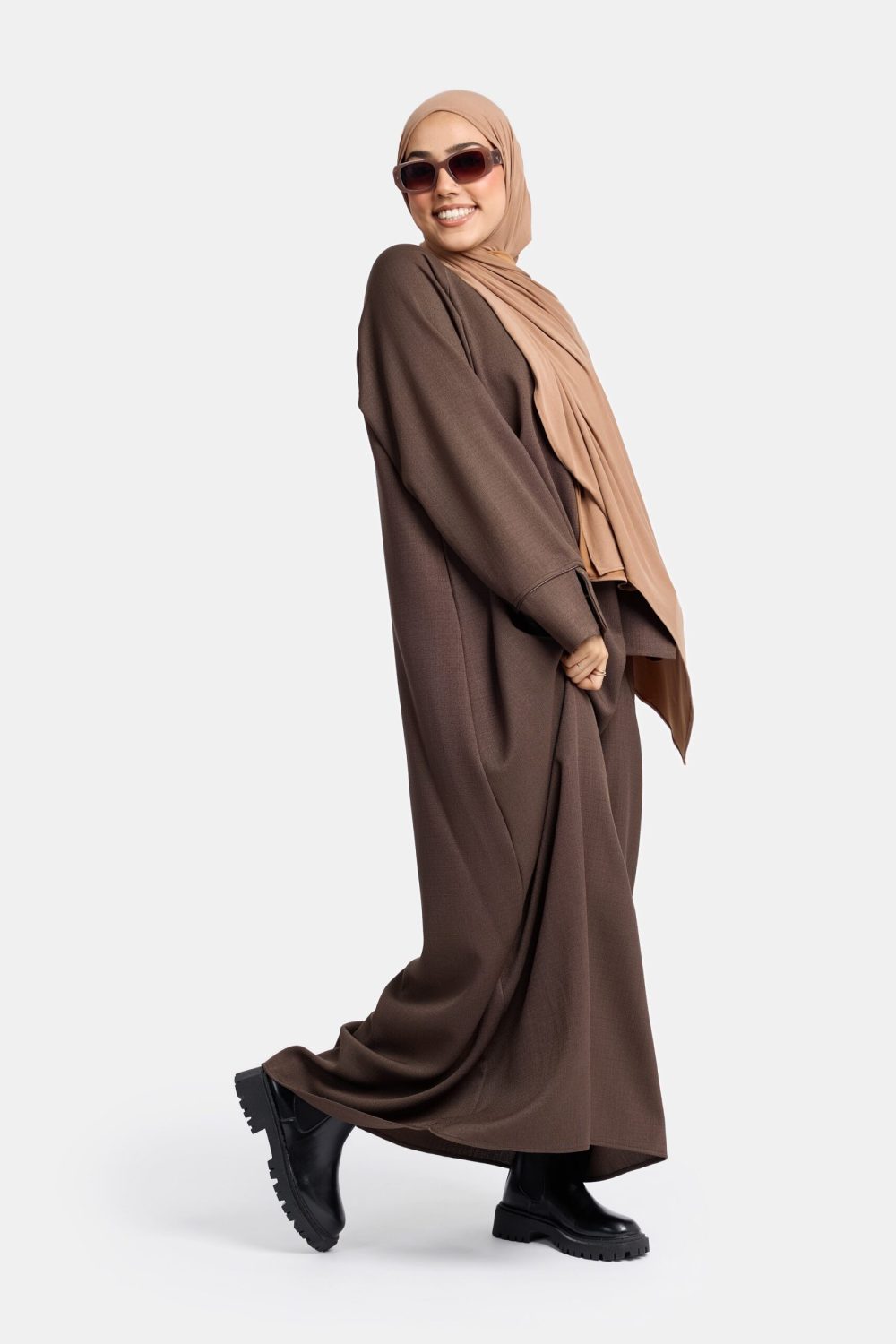 Tweed abaya Ash Brown