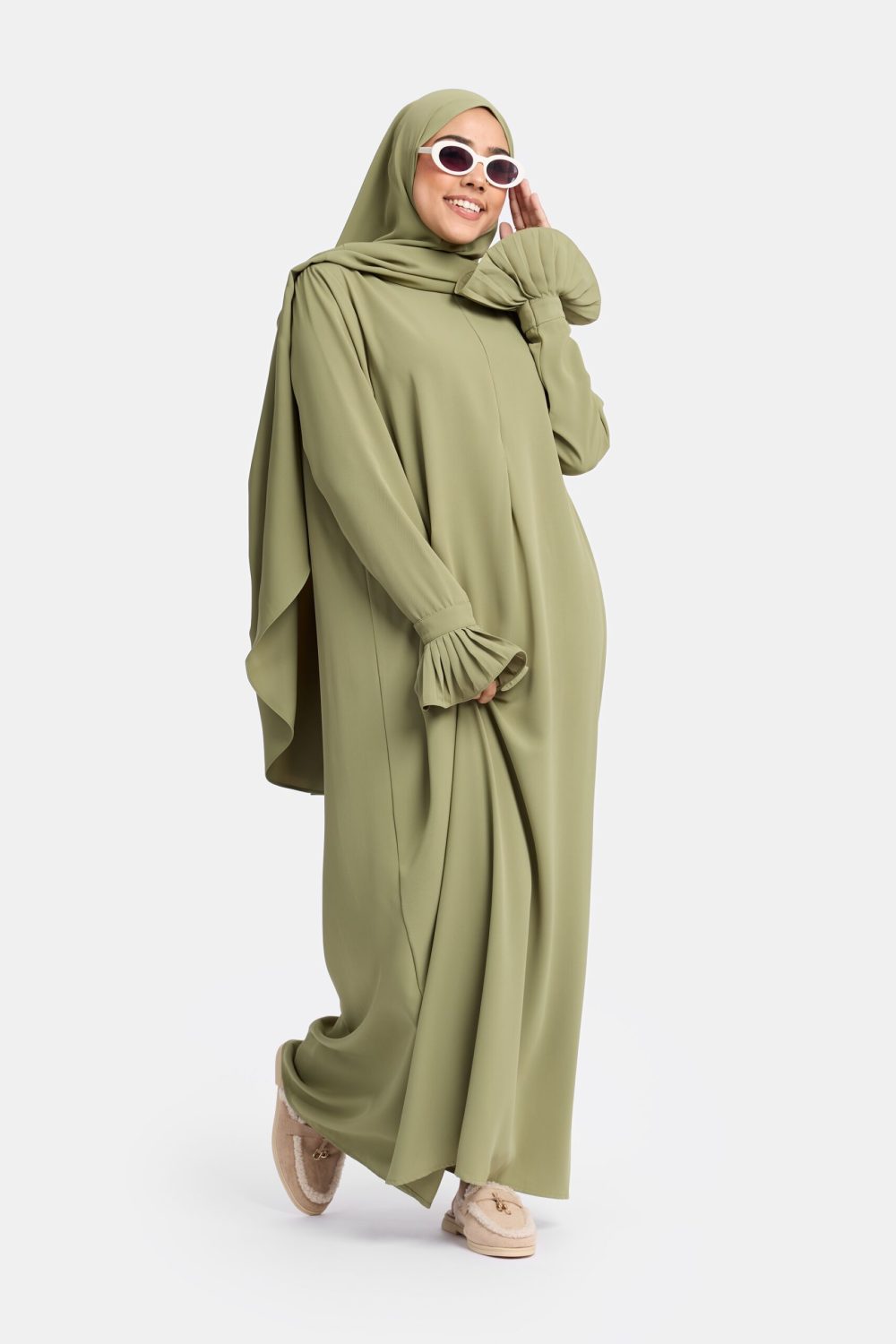 Excellent flower abaya Avocado