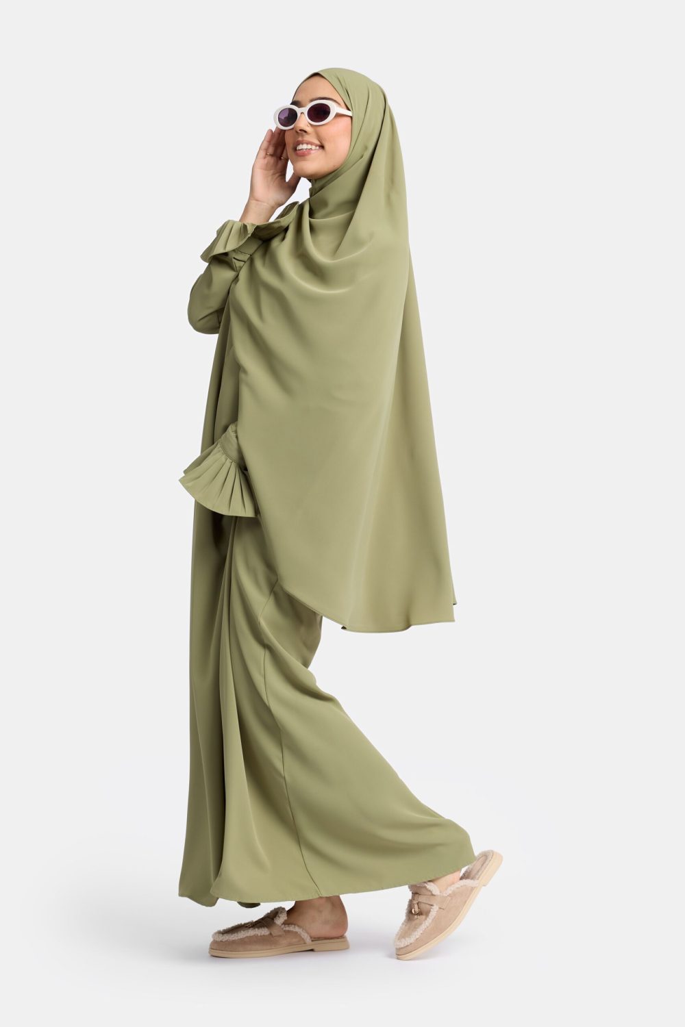 Excellent flower abaya Avocado - Afbeelding 2