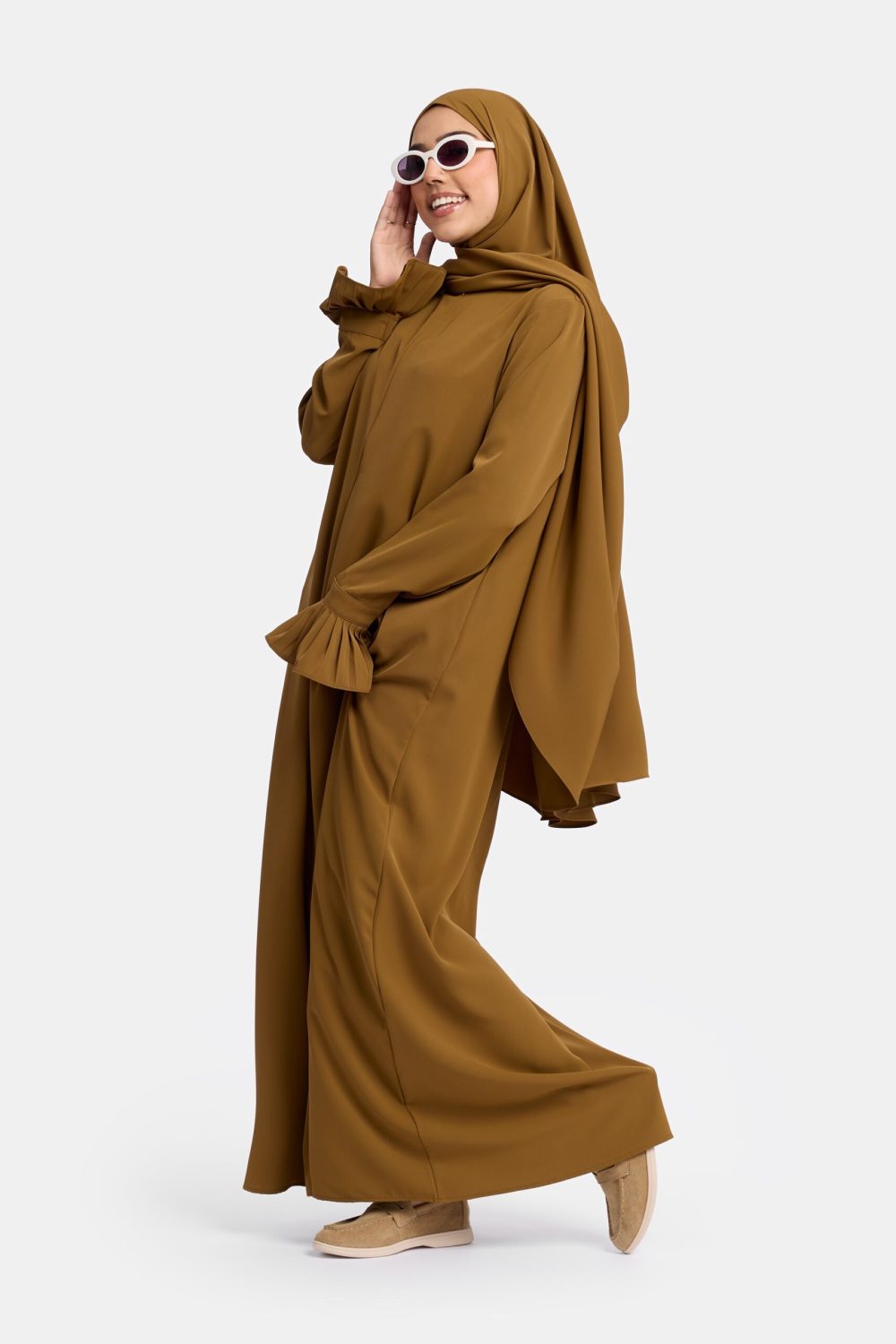 Excellent flower abaya Sepia