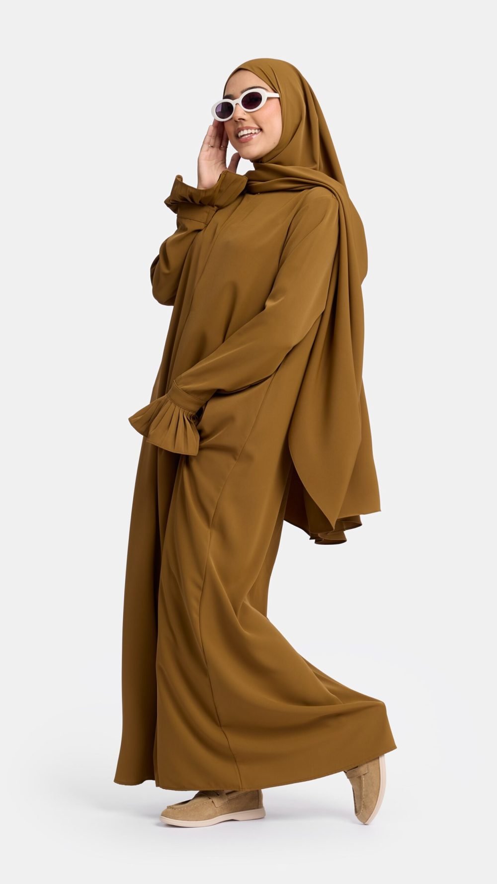Excellent flower abaya Sepia