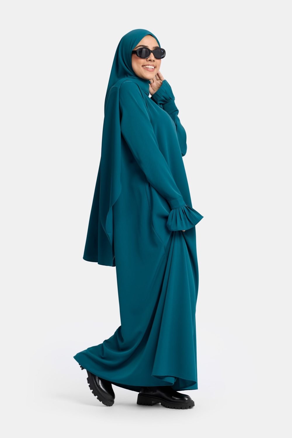Excellent flower abaya Petrol