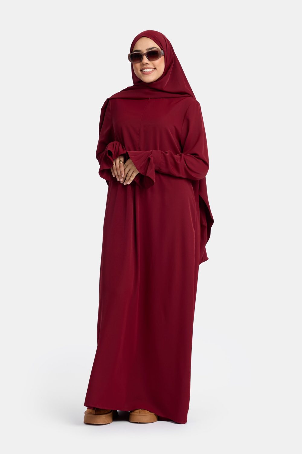 Excellent flower abaya Bordeaux - Afbeelding 2