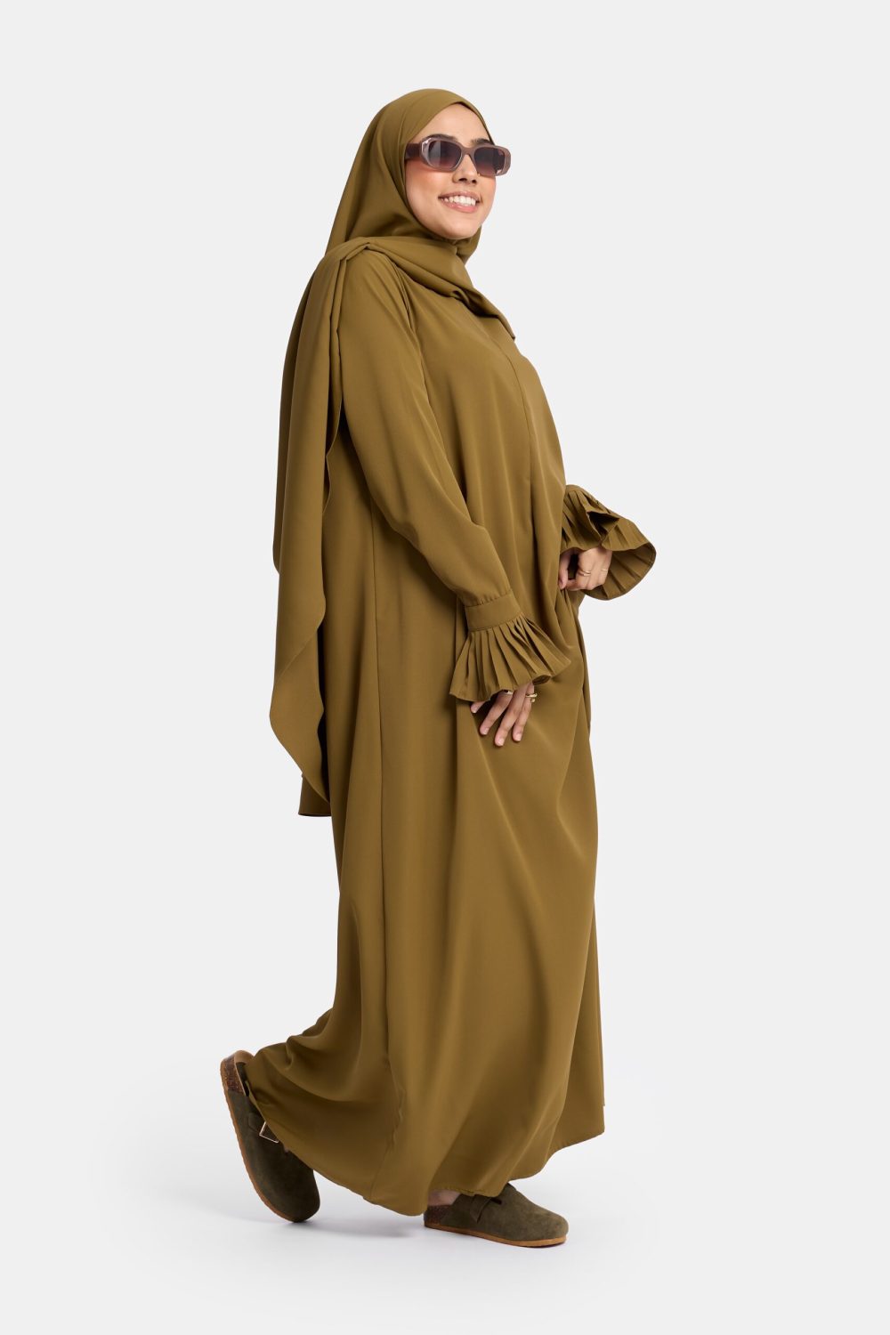 Excellent flower abaya Army Green - Afbeelding 3