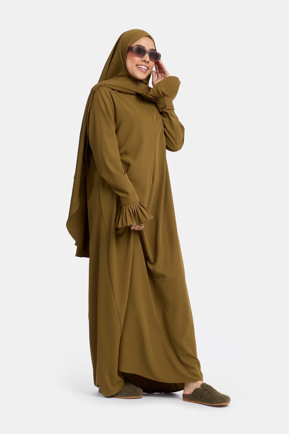 Excellent flower abaya Army Green - Afbeelding 2