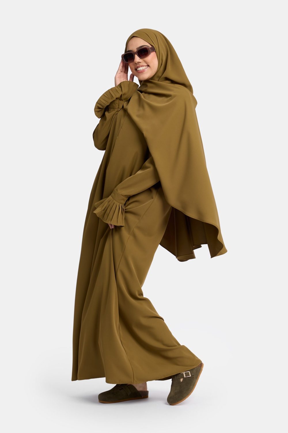 Excellent flower abaya Army Green