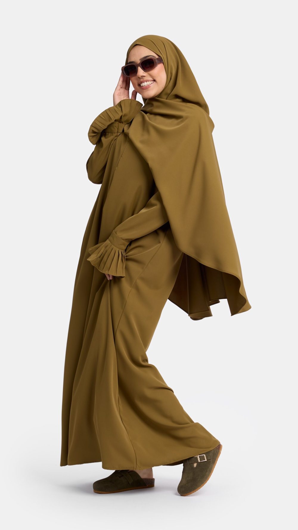 Excellent flower abaya Army Green