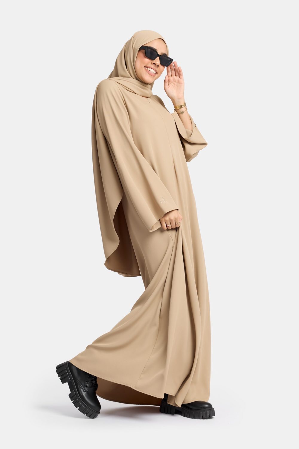 Wide sleeve abaya sunlight Brown