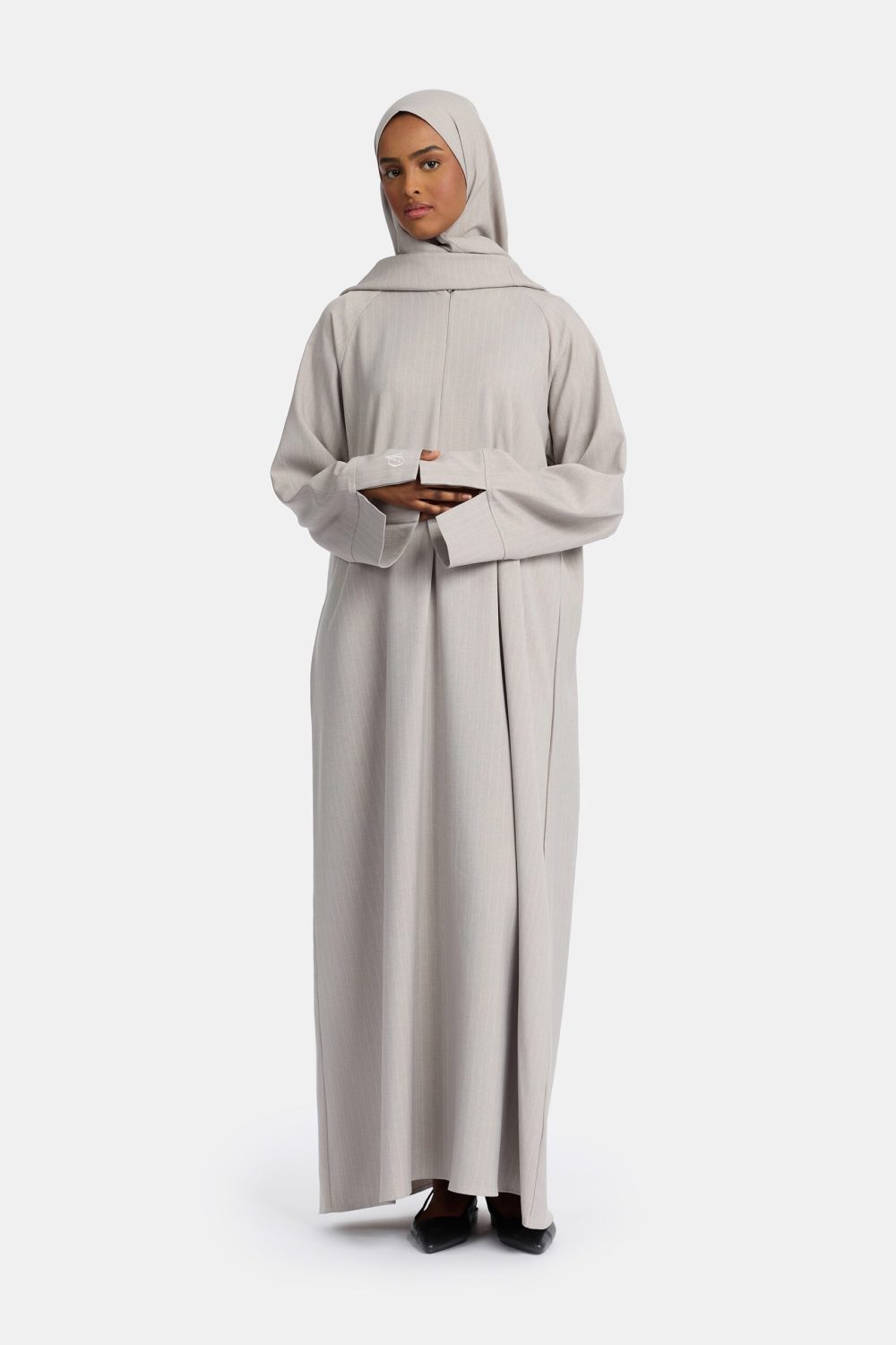 Pinstripe abaya grey
