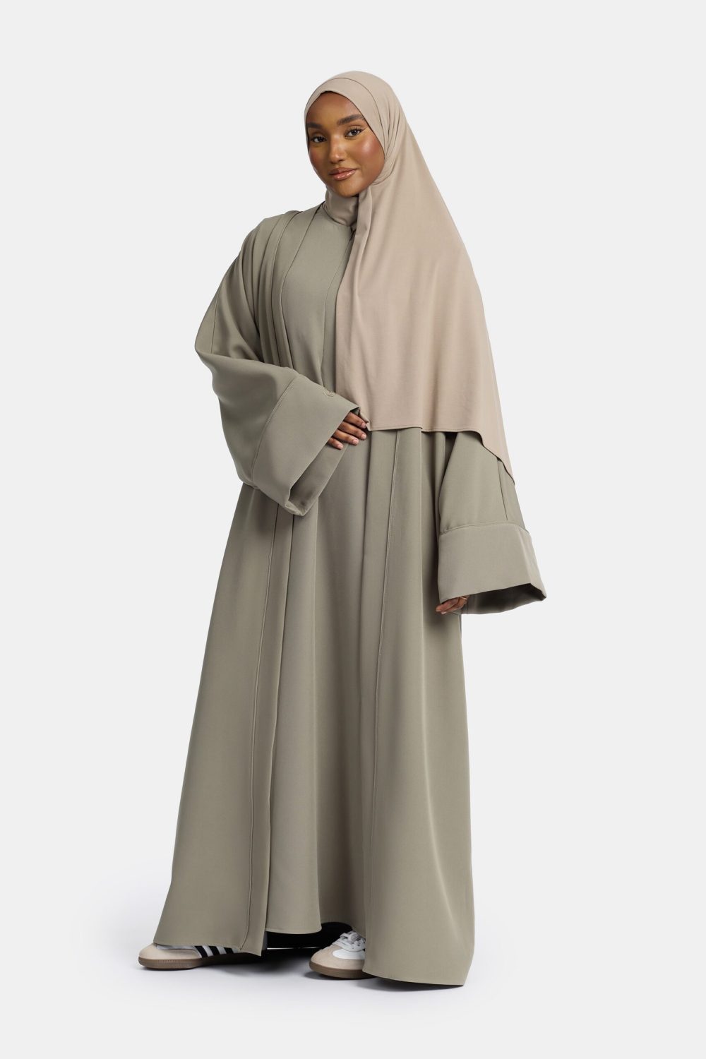 Oversized kimono and abaya set Sage Grey - Afbeelding 2