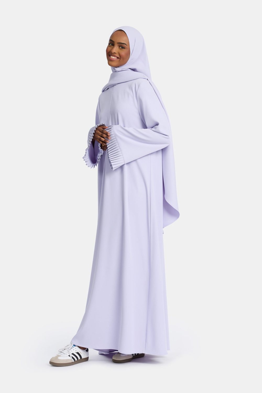 Plisse sleeve abaya Lilac Blue - Afbeelding 3