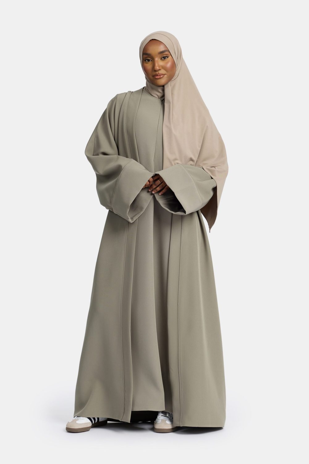 Oversized kimono and abaya set Sage Grey - Afbeelding 3