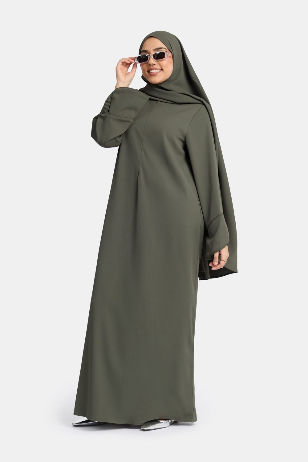 Opulentia abaya Dark Khaki - Afbeelding 2
