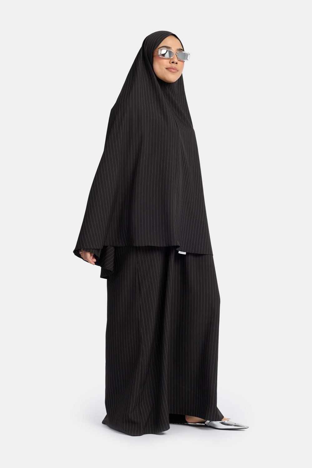 Pinstripe khimar Black - Afbeelding 3