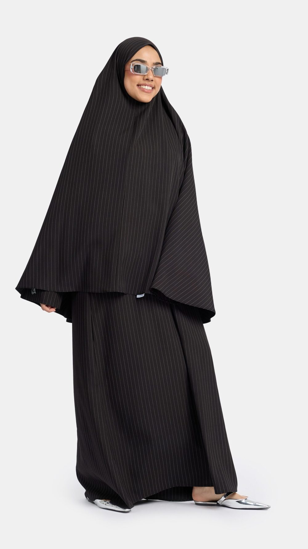 Pinstripe khimar Black