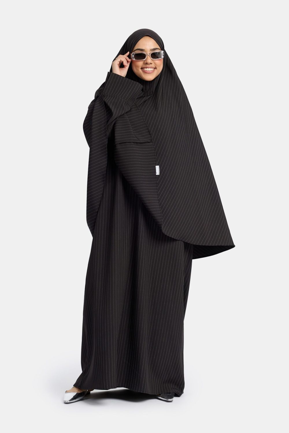 Pinstripe khimar Black - Afbeelding 2