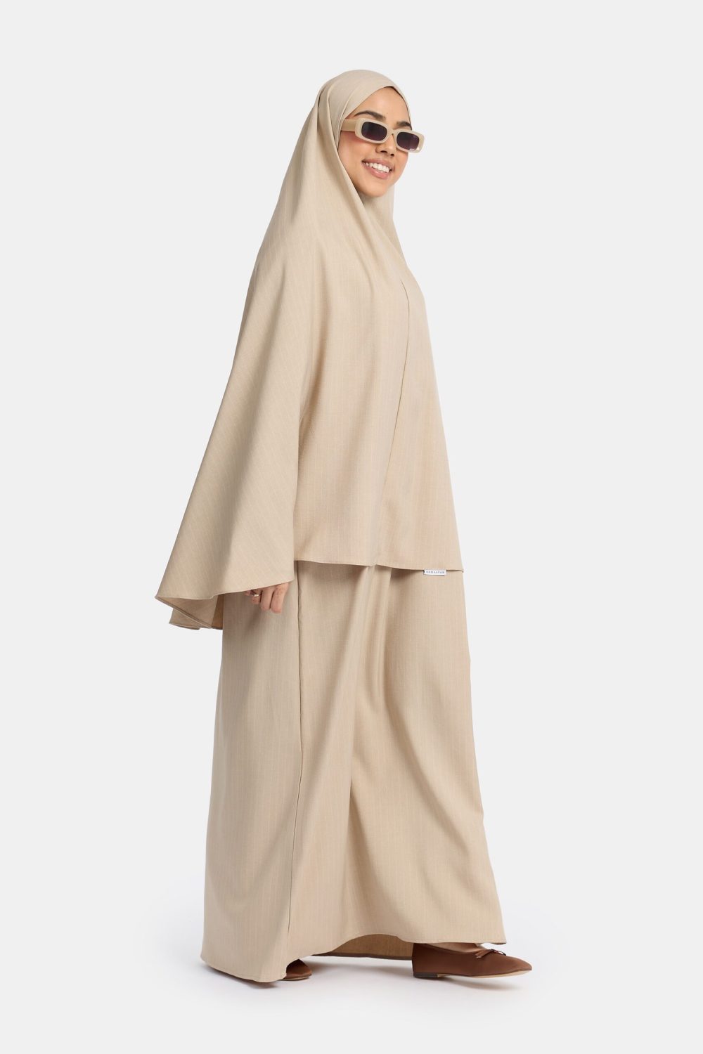 Pinstripe khimar Beige