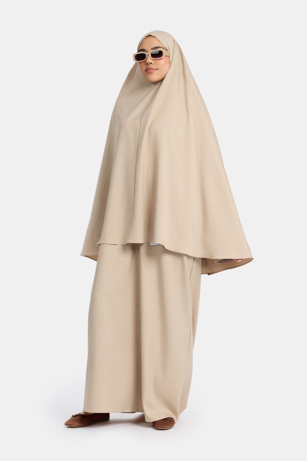 Pinstripe khimar Beige - Afbeelding 2