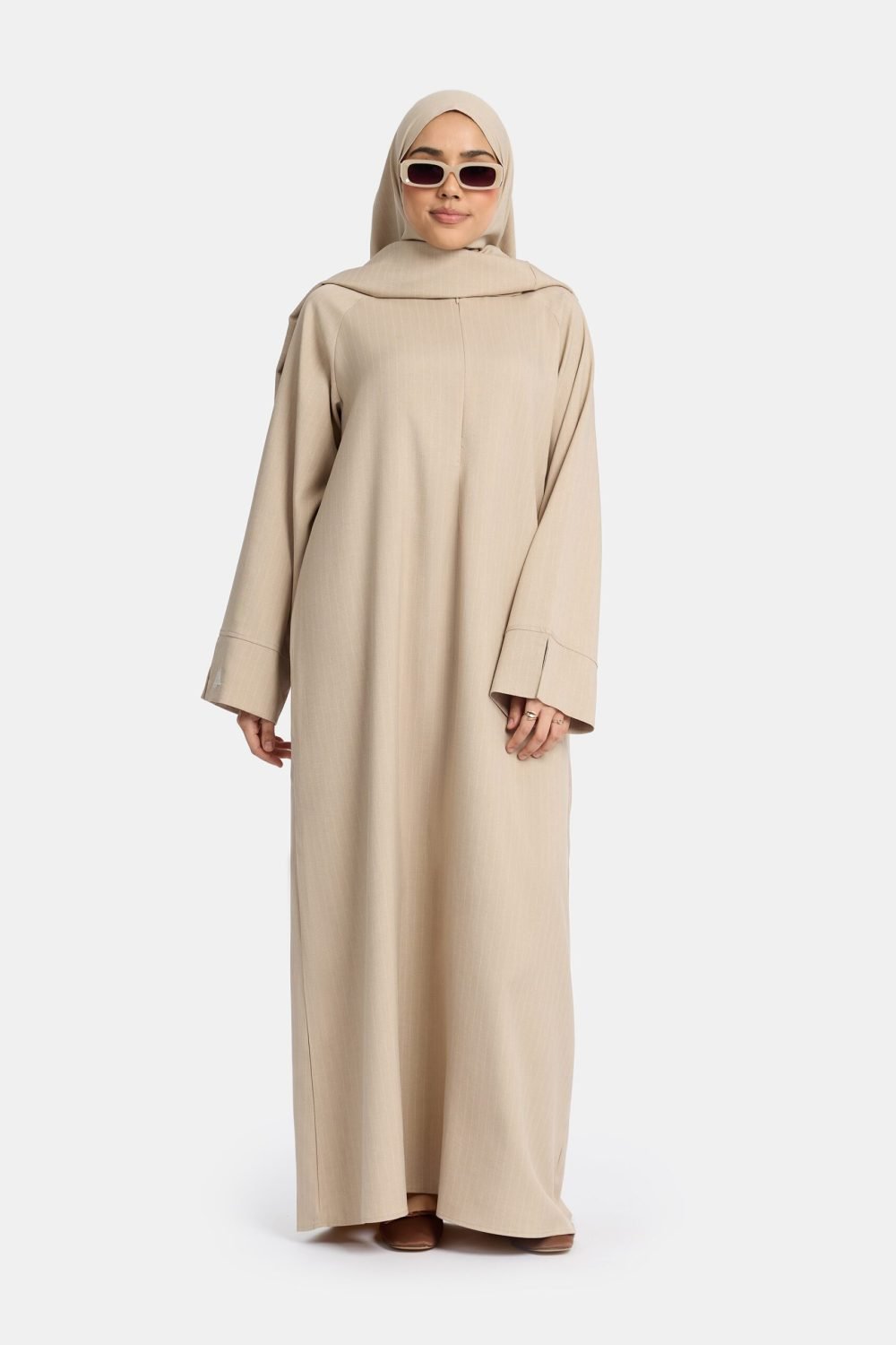 Pinstripe abaya Beige - Afbeelding 2