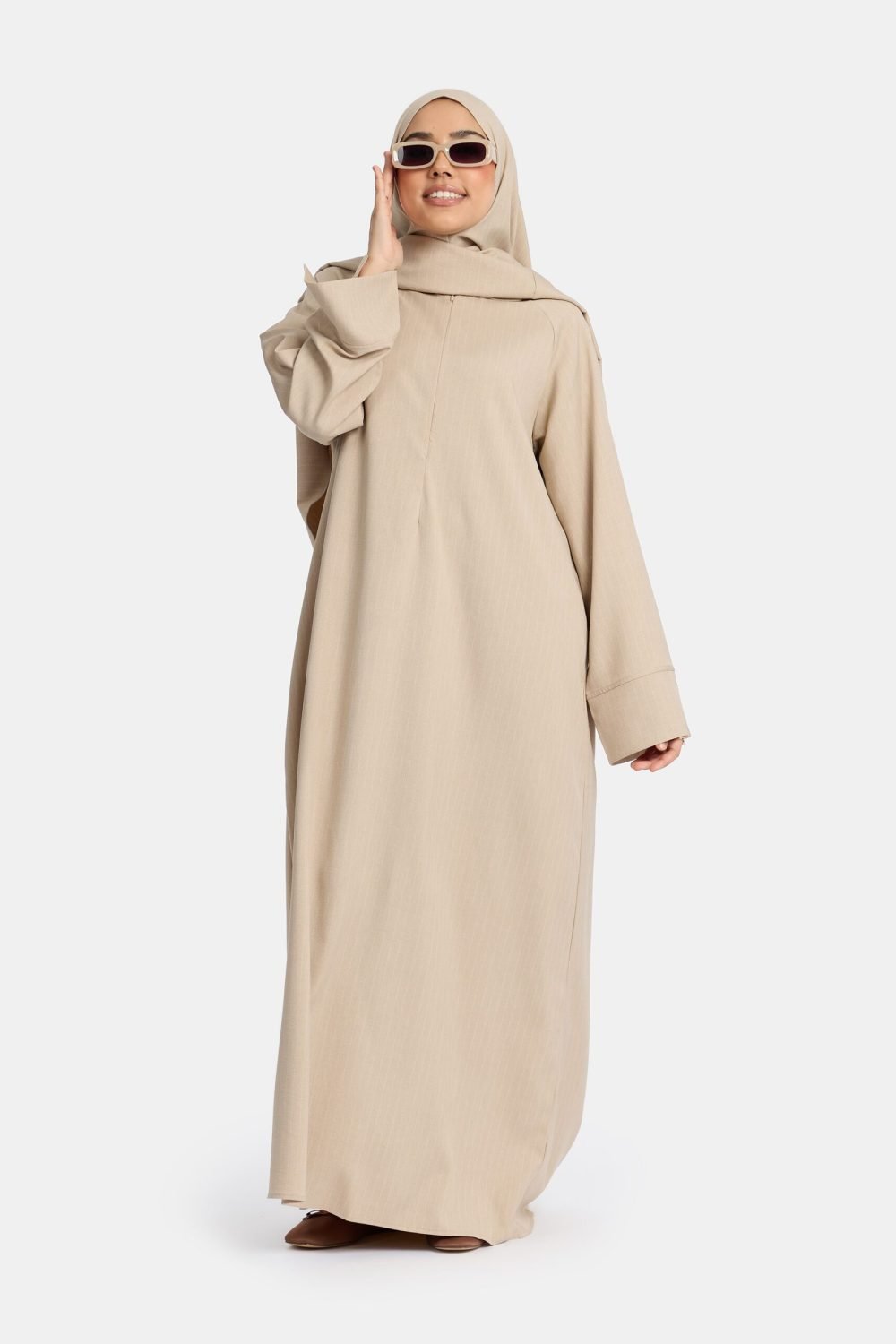 Pinstripe abaya Beige - Afbeelding 3