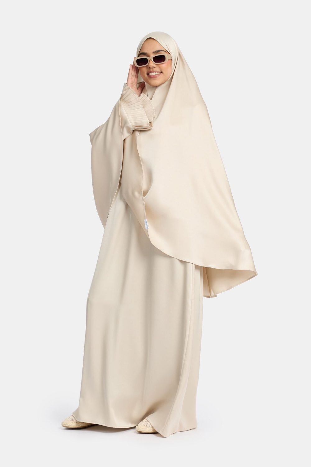 Heup khimar Silk Almond (plisse collectie) - Afbeelding 3