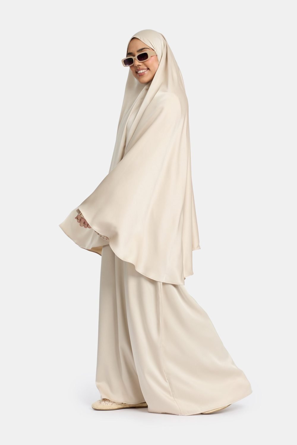 Heup khimar Silk Almond (plisse collectie) - Afbeelding 2