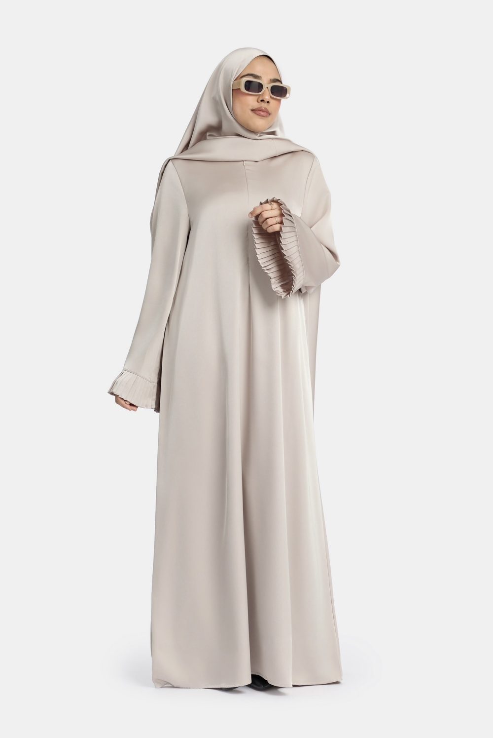 Plisse sleeve abaya Silk Pearl - Afbeelding 2