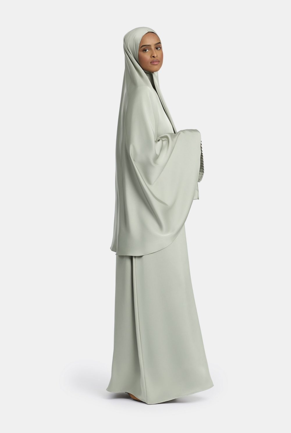 Heup khimar Silk Green (plisse collectie)