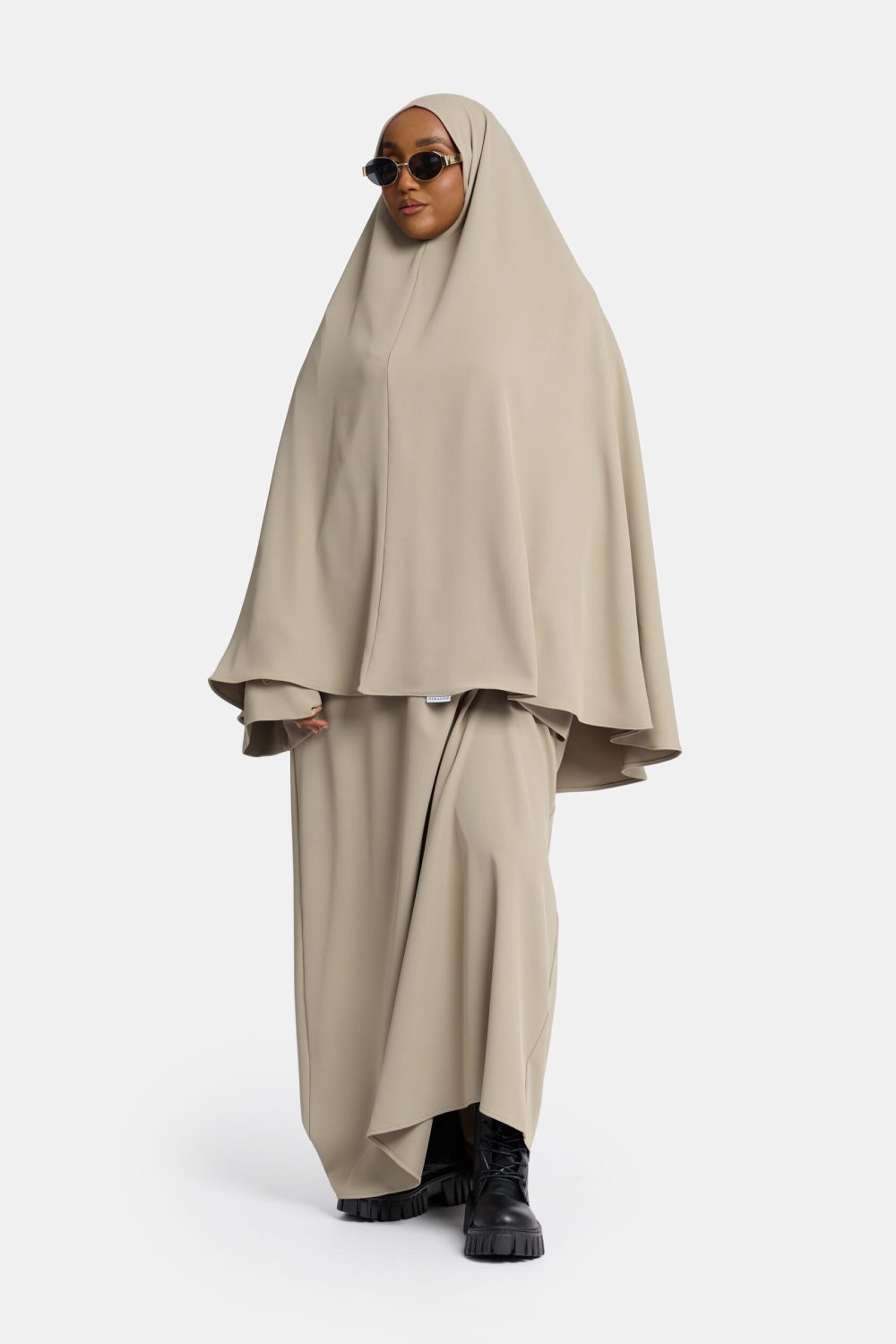 Heup khimar Sage Grey (Farasha Éclat collectie)