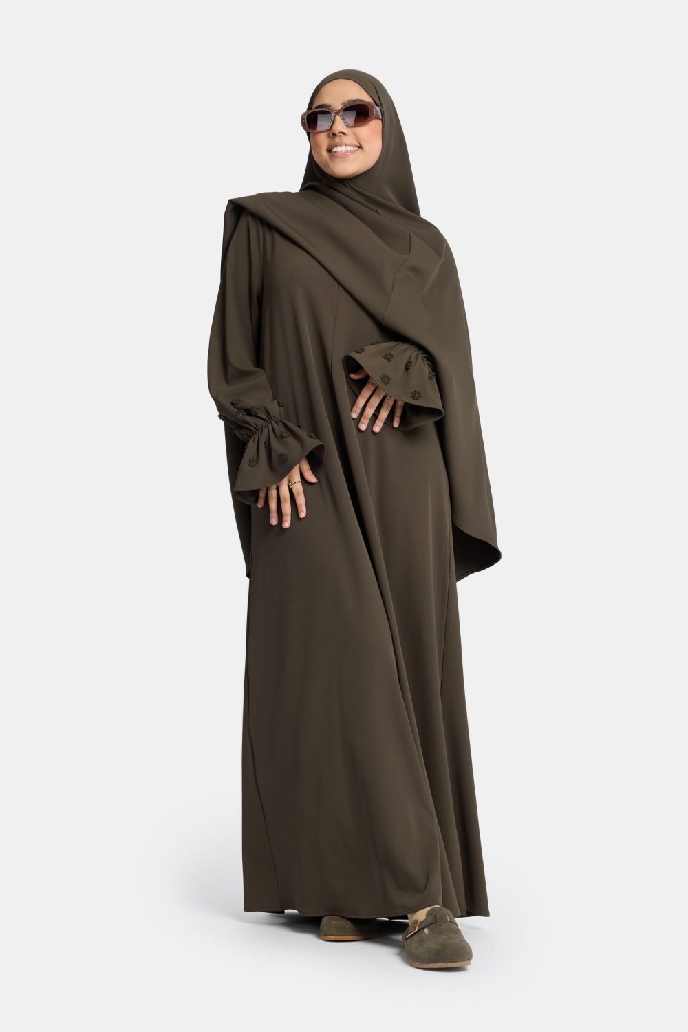 Embroidery abaya Ash Green - Afbeelding 2