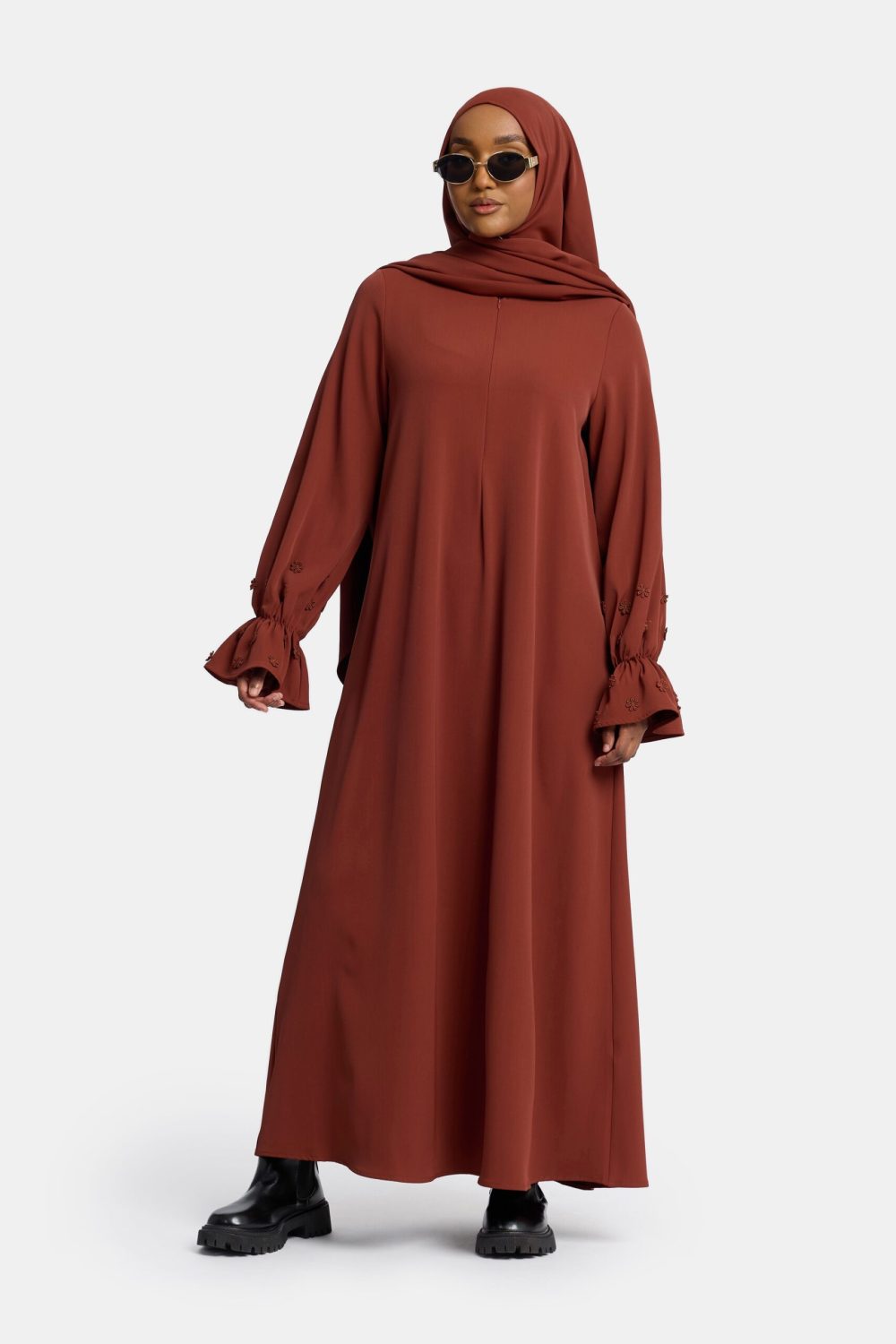 Embroidery abaya Red Wood - Afbeelding 2